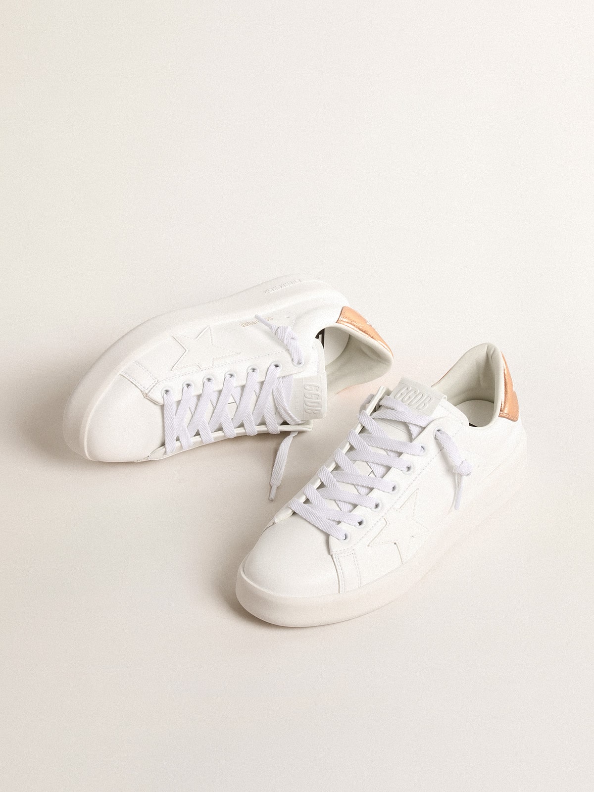 Golden Goose Womens Bio-Based Purestar With Bronze Metallic Leather Heel Tab Womens