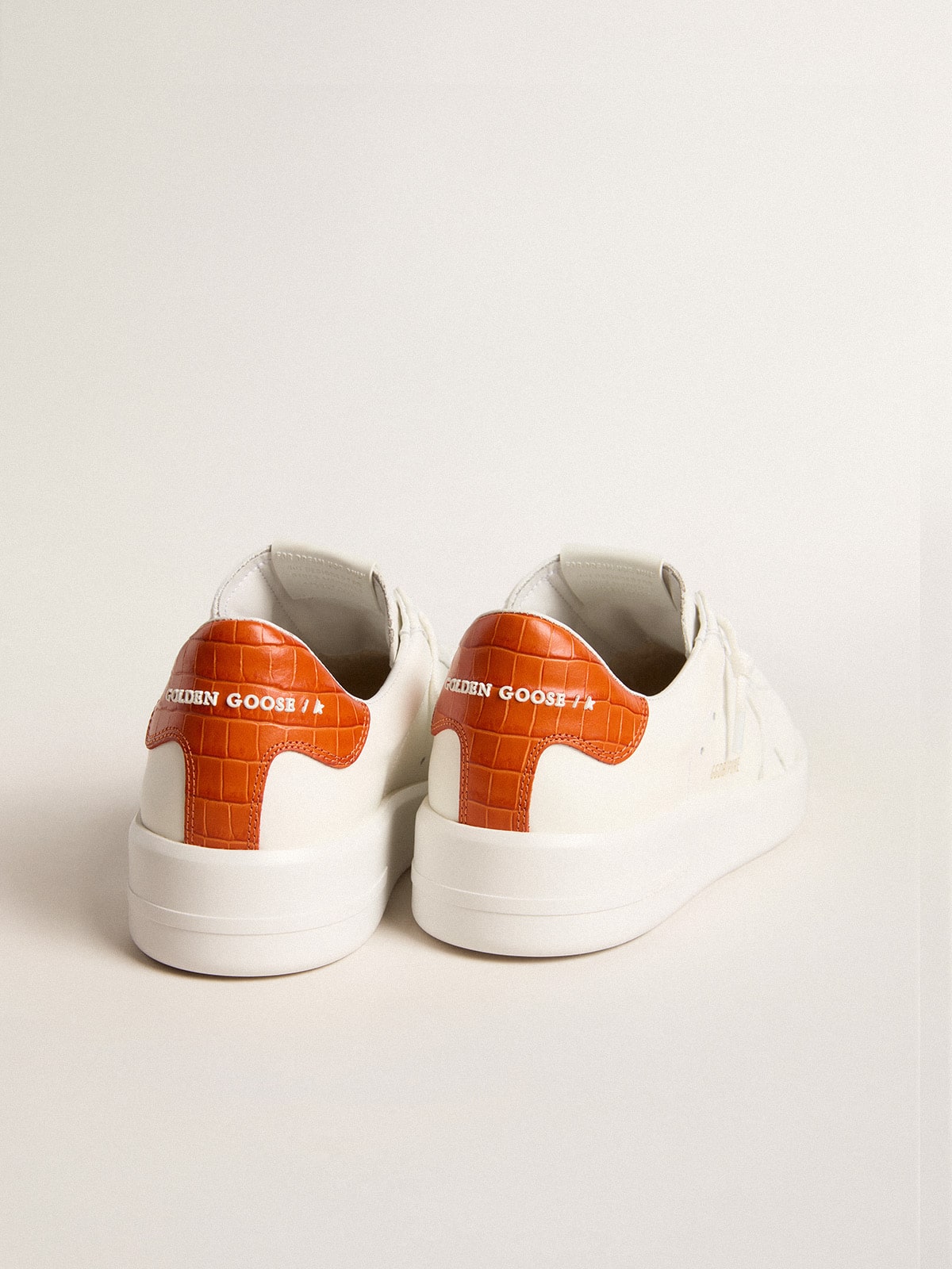 Golden Goose Womens Purestar With White Leather Star And Orange Heel Tab Womens
