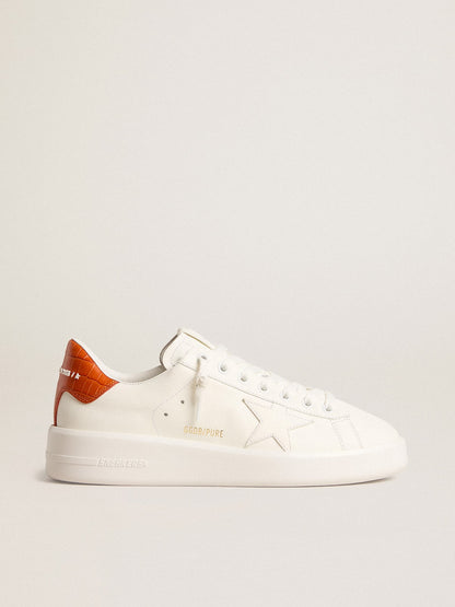 Golden Goose Womens Purestar With White Leather Star And Orange Heel Tab Womens