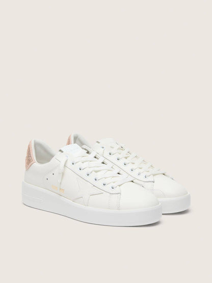 Golden Goose Purestar With Leather Star And Suede Heel Tab With Swarovski Crystals Womens