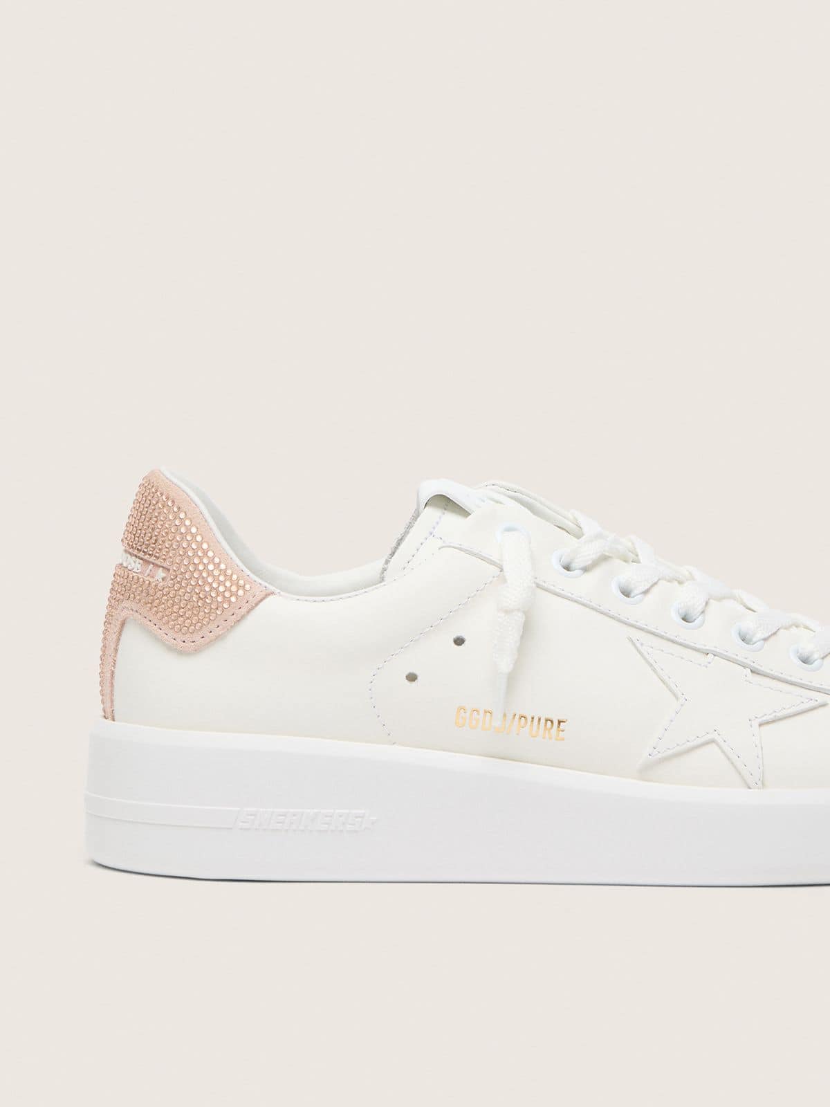 Golden Goose Purestar With Leather Star And Suede Heel Tab With Swarovski Crystals Womens