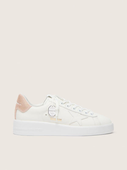Golden Goose Purestar With Leather Star And Suede Heel Tab With Swarovski Crystals Womens