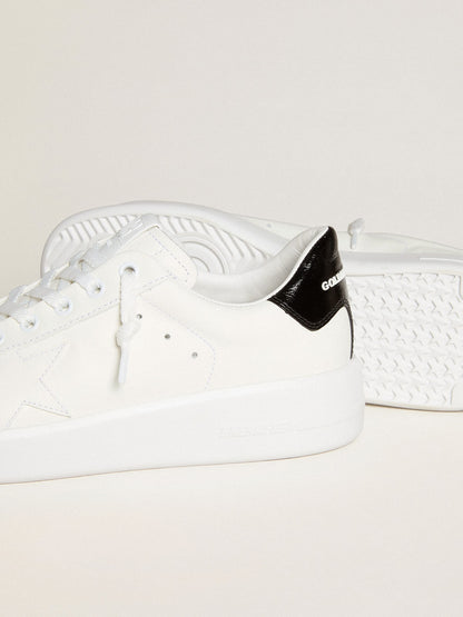 Golden Goose Womens Purestar With Leather Star And Black Patent Leather Heel Tab Womens