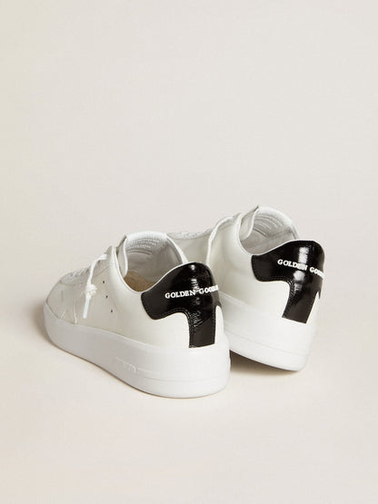 Golden Goose Womens Purestar With Leather Star And Black Patent Leather Heel Tab Womens