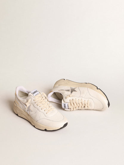 Golden Goose Running Sole In Nappa With Silver Star And Gold Leather Heel Tab Womens