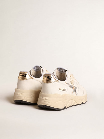 Golden Goose Running Sole In Nappa With Silver Star And Gold Leather Heel Tab Womens