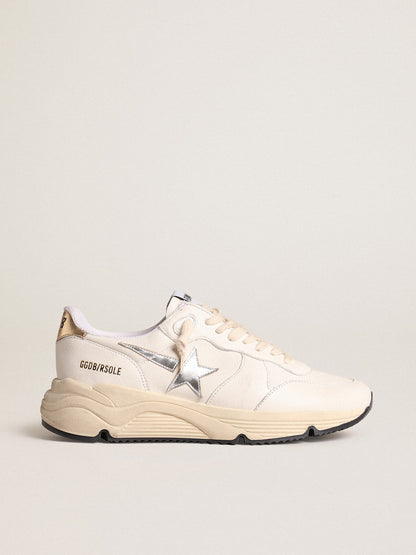 Golden Goose Running Sole In Nappa With Silver Star And Gold Leather Heel Tab Womens