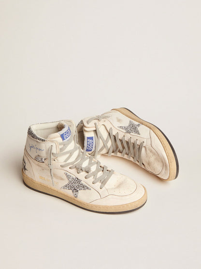 Golden Goose Womens Sky-Star With Signature On The Ankle And Silver Inserts Womens