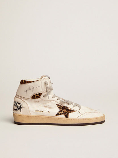 Golden Goose Womens Sky-Star With Signature And Leopard Print Pony Skin Inserts Womens