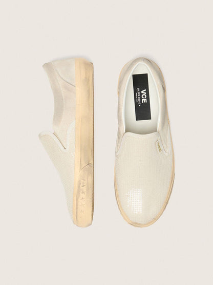Golden Goose Womens Vce Penstar In Beige Suede And Pearl-Colored Sequins Womens