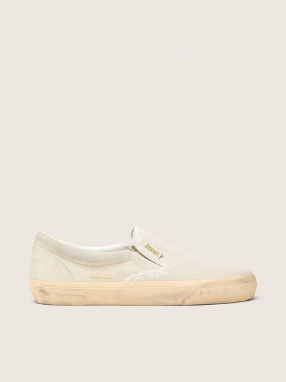 Golden Goose Womens Vce Penstar In Beige Suede And Pearl-Colored Sequins Womens