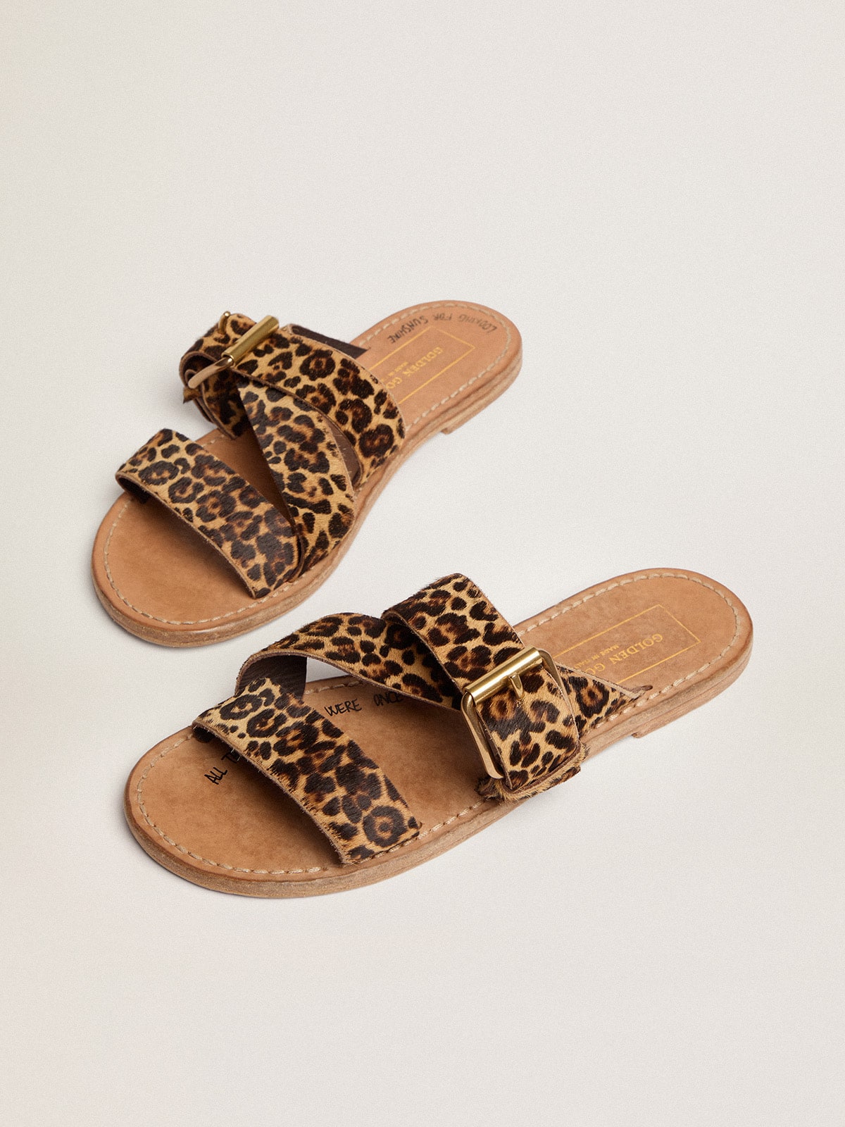 Golden Goose Womens Margaret Flat Sandals In Leopard-Print Pony Skin Womens