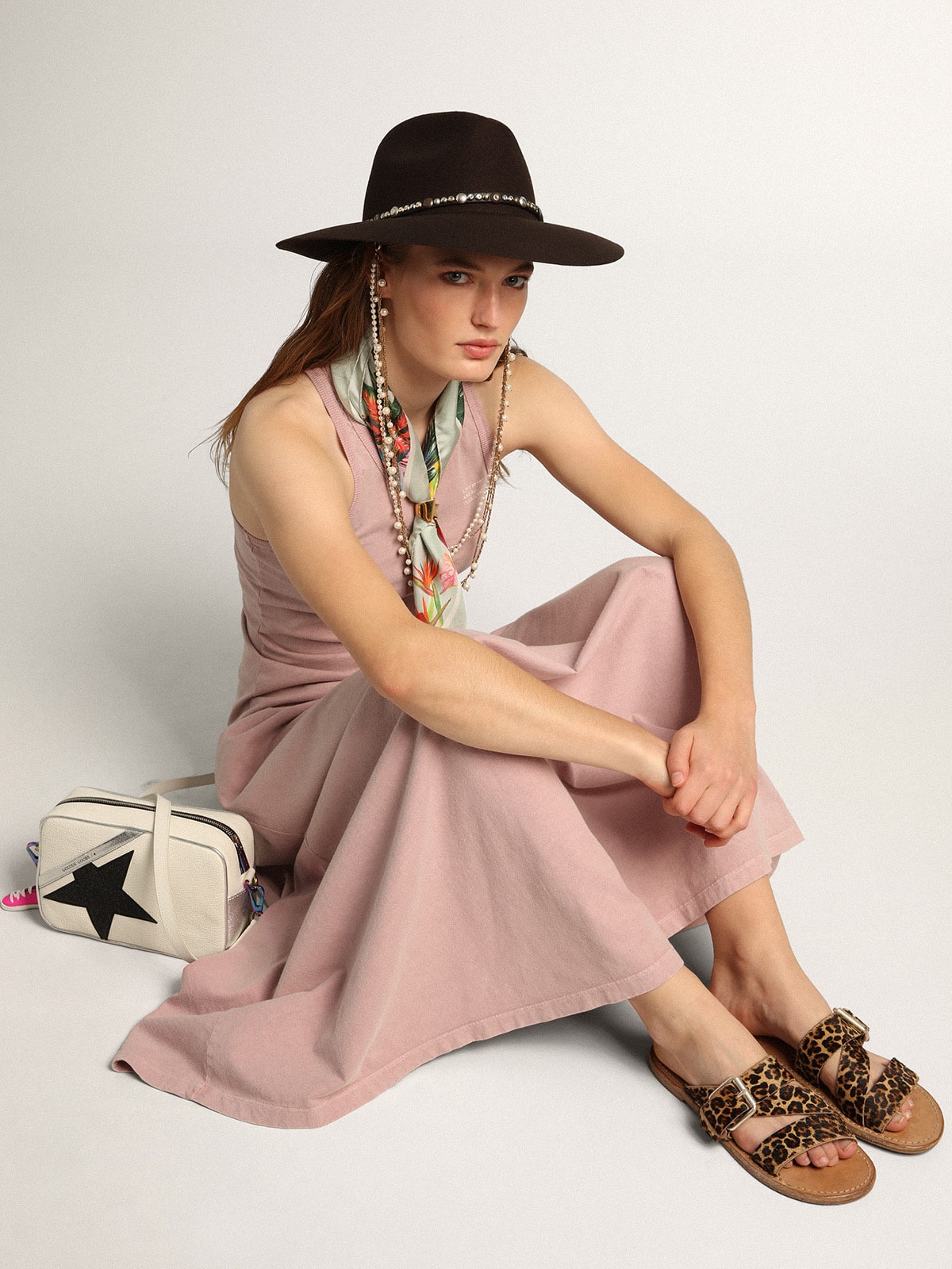 Golden Goose Womens Margaret Flat Sandals In Leopard-Print Pony Skin Womens