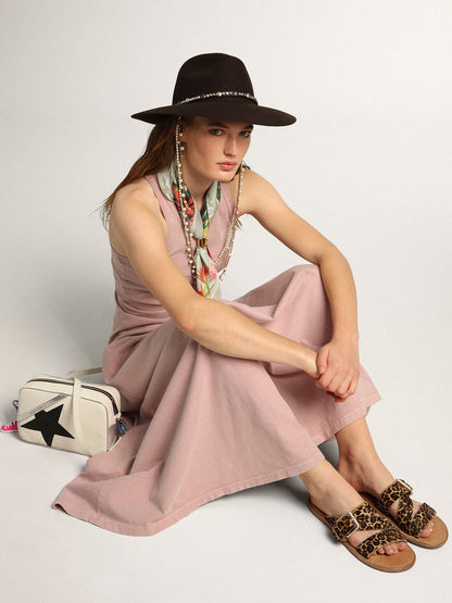 Golden Goose Womens Margaret Flat Sandals In Leopard-Print Pony Skin Womens
