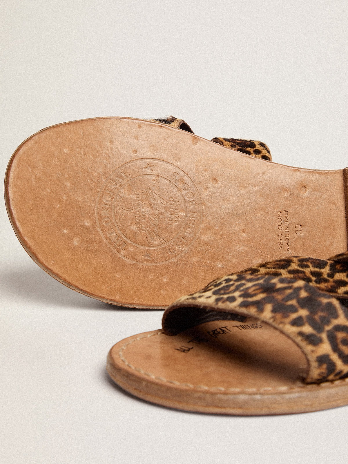 Golden Goose Womens Margaret Flat Sandals In Leopard-Print Pony Skin Womens