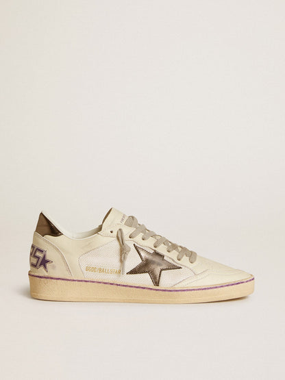 Golden Goose Ball Star In Mesh And Leather With Metallic Leather Star And Heel Tab Womens