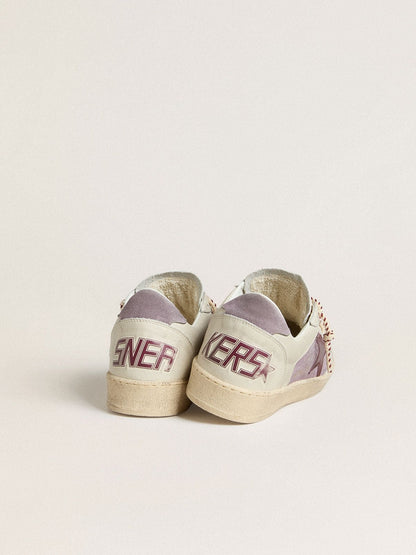 Golden Goose Womens Ball Star In Lilac Suede With Burgundy Leather Star And Lilac Suede Heel Tab Womens