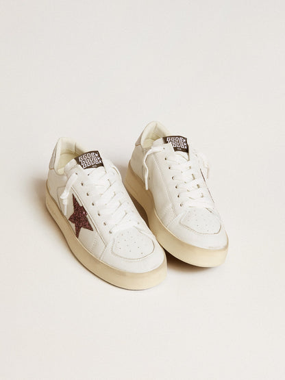 Golden Goose Womens Stardan In Nappa With Glitter Star And Metallic Leather Heel Tab Womens