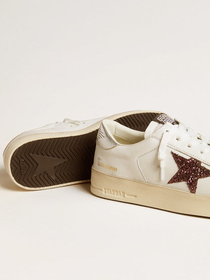 Golden Goose Womens Stardan In Nappa With Glitter Star And Metallic Leather Heel Tab Womens