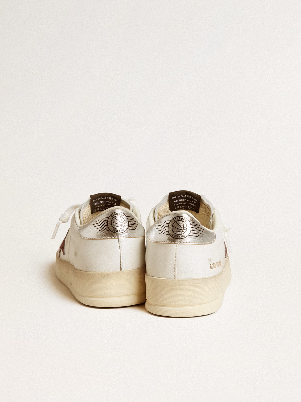 Golden Goose Womens Stardan In Nappa With Glitter Star And Metallic Leather Heel Tab Womens