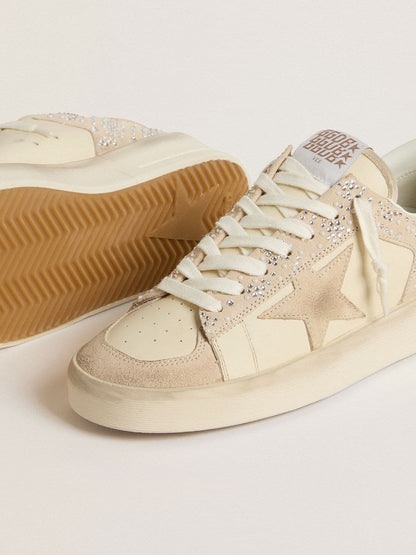 Golden Goose Stardan In Cream-Colored Suede And Leather With Swarovski And A Suede Star Womens