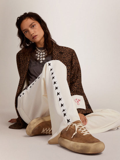 Golden Goose Womens Space-Star Shoes In Tobacco-Colored Suede With Shearling Lining Womens
