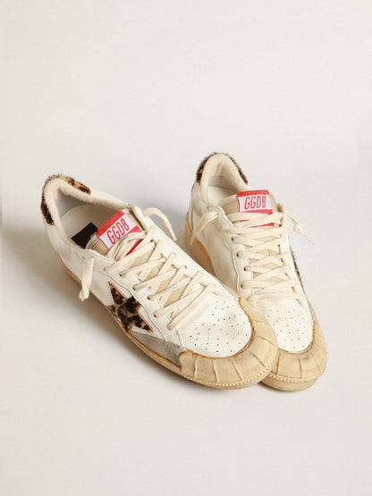 Golden Goose Ball Star In Nappa With Leopard-Print Pony Skin Star And Heel Tab Womens