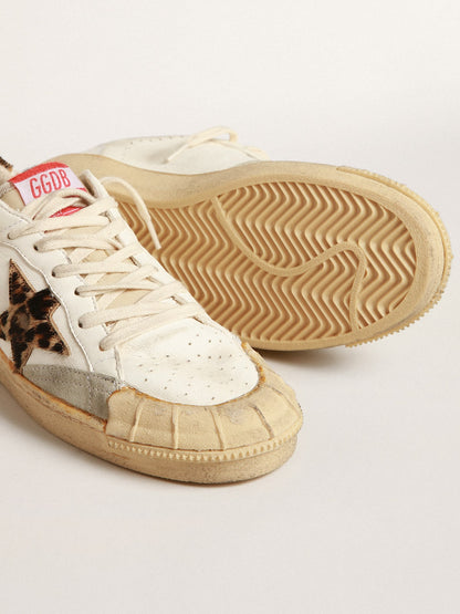 Golden Goose Ball Star In Nappa With Leopard-Print Pony Skin Star And Heel Tab Womens