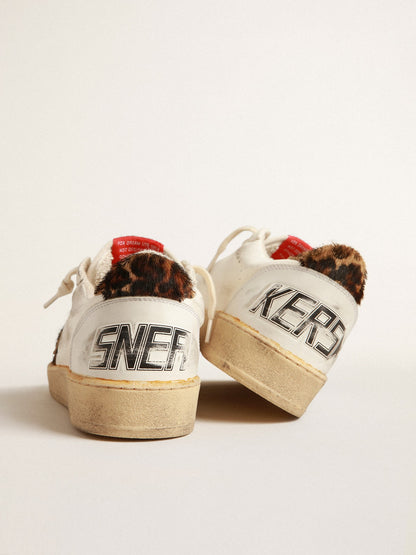 Golden Goose Ball Star In Nappa With Leopard-Print Pony Skin Star And Heel Tab Womens