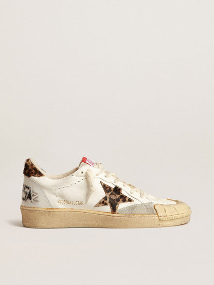 Golden Goose Ball Star In Nappa With Leopard-Print Pony Skin Star And Heel Tab Womens