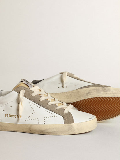 Golden Goose Womens Super-Star With Perforated Star And Midnight Blue Heel Tab Womens