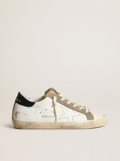 Golden Goose Womens Super-Star With Perforated Star And Midnight Blue Heel Tab Womens