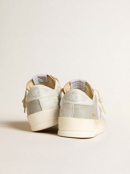 Golden Goose Stardan In Gray Nappa Leather And White Mesh With Gray Leather Star Womens
