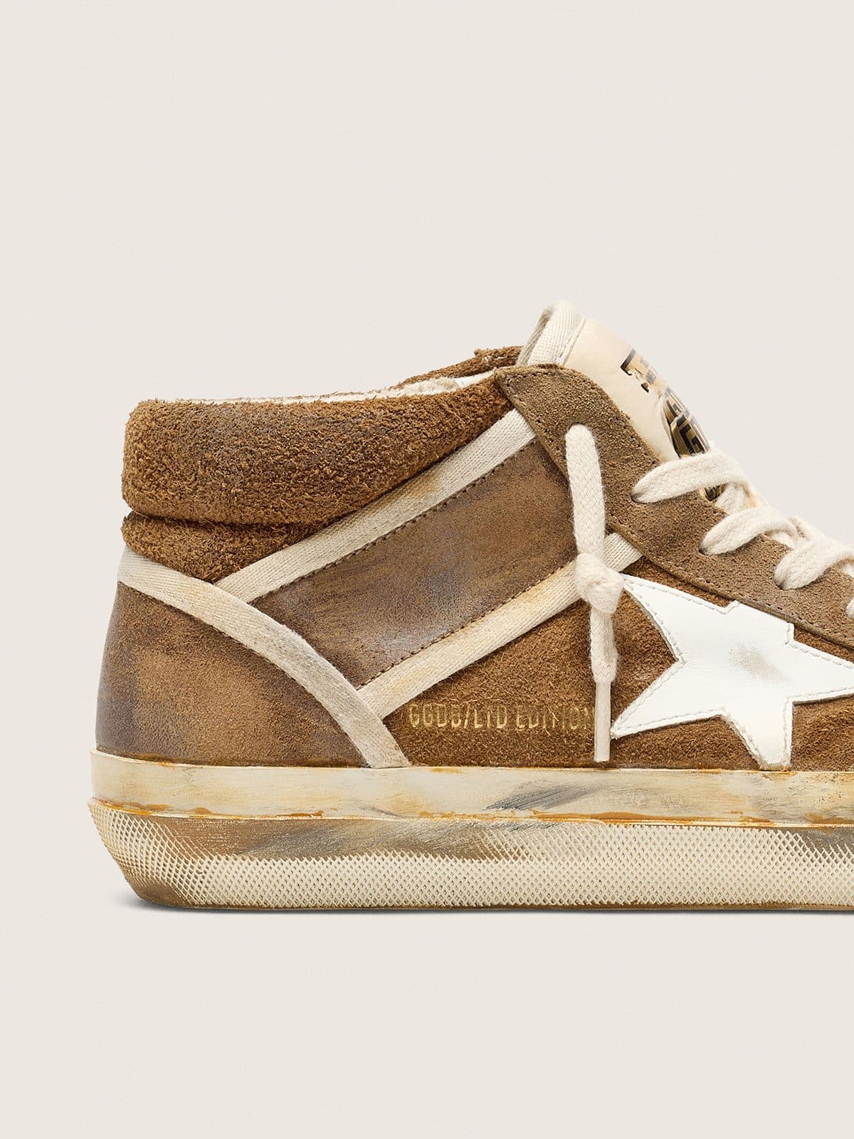 Golden Goose Womens Mid Star Lab In Rust-Colored Suede With A White Leather Star Womens