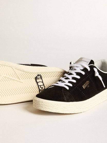 Golden Goose Womens Tennis In Black Suede With White Leather Heel Tab Womens