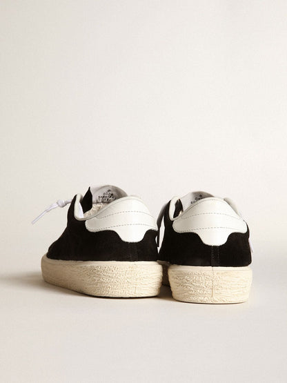 Golden Goose Womens Tennis In Black Suede With White Leather Heel Tab Womens