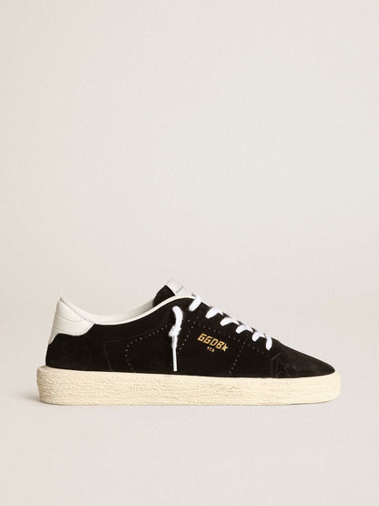 Golden Goose Womens Tennis In Black Suede With White Leather Heel Tab Womens