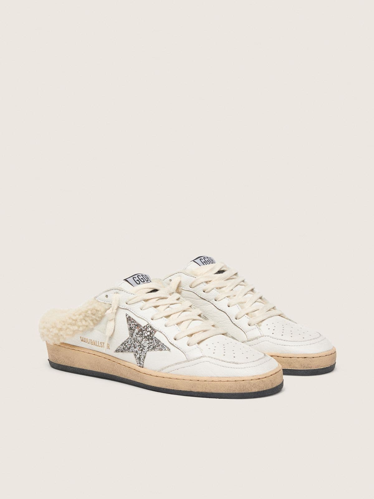 Golden Goose Ball Star Sabots With Glitter Star And Shearling Lining Womens