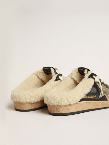 Golden Goose Ball Star Sabots In Nappa With Platinum Star And Shearling Lining Womens