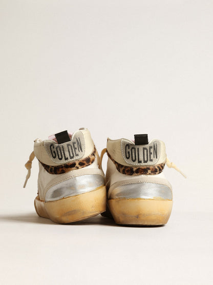 Golden Goose Mid Star Ltd With Silver Metallic Leather Inserts And Pink Star Womens