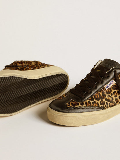 Golden Goose Soul Star In Leopard-Print Pony Skin With Black Nappa Leather Heel Tab And Inserts Womens