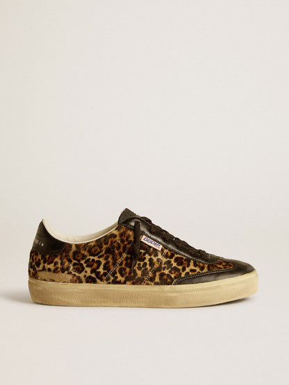 Golden Goose Soul Star In Leopard-Print Pony Skin With Black Nappa Leather Heel Tab And Inserts Womens