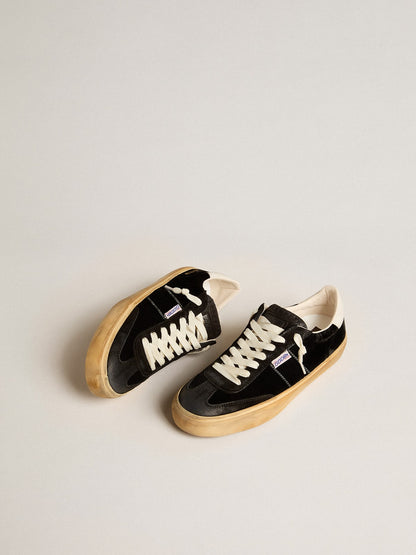 Golden Goose Soul Star In Black Velvet With White Leather Heel Tab Womens
