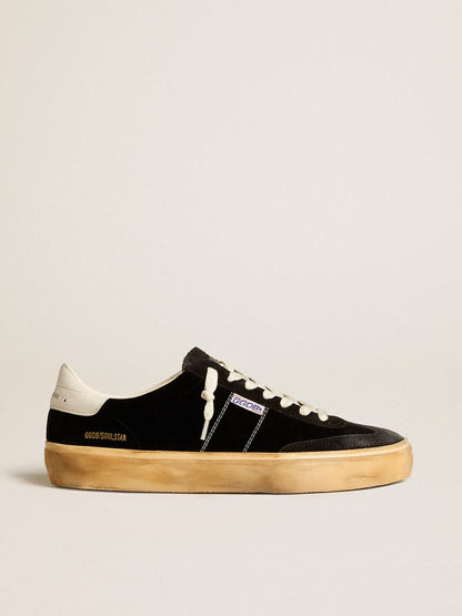 Golden Goose Soul Star In Black Velvet With White Leather Heel Tab Womens