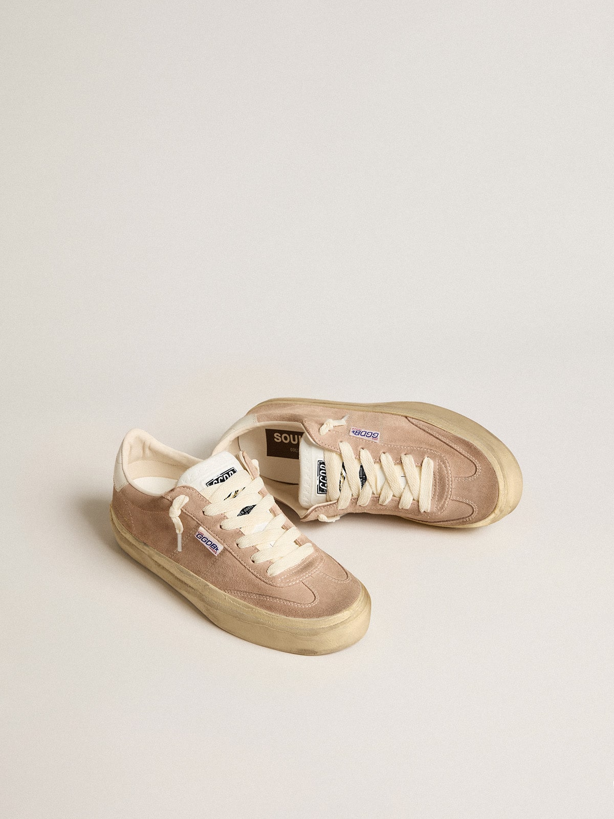 Golden Goose Womens Soul Star In Pink Suede With Milk-White Leather Heel Tab Womens
