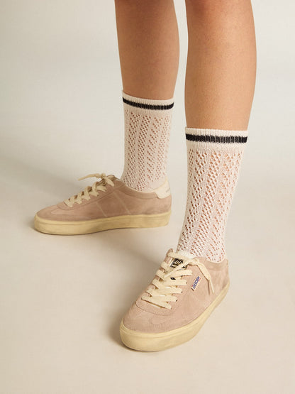 Golden Goose Womens Soul Star In Pink Suede With Milk-White Leather Heel Tab Womens