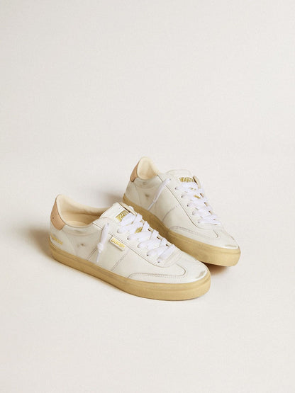 Golden Goose Womens Soul Star In White Leather With Pink Leather Heel Tab Womens