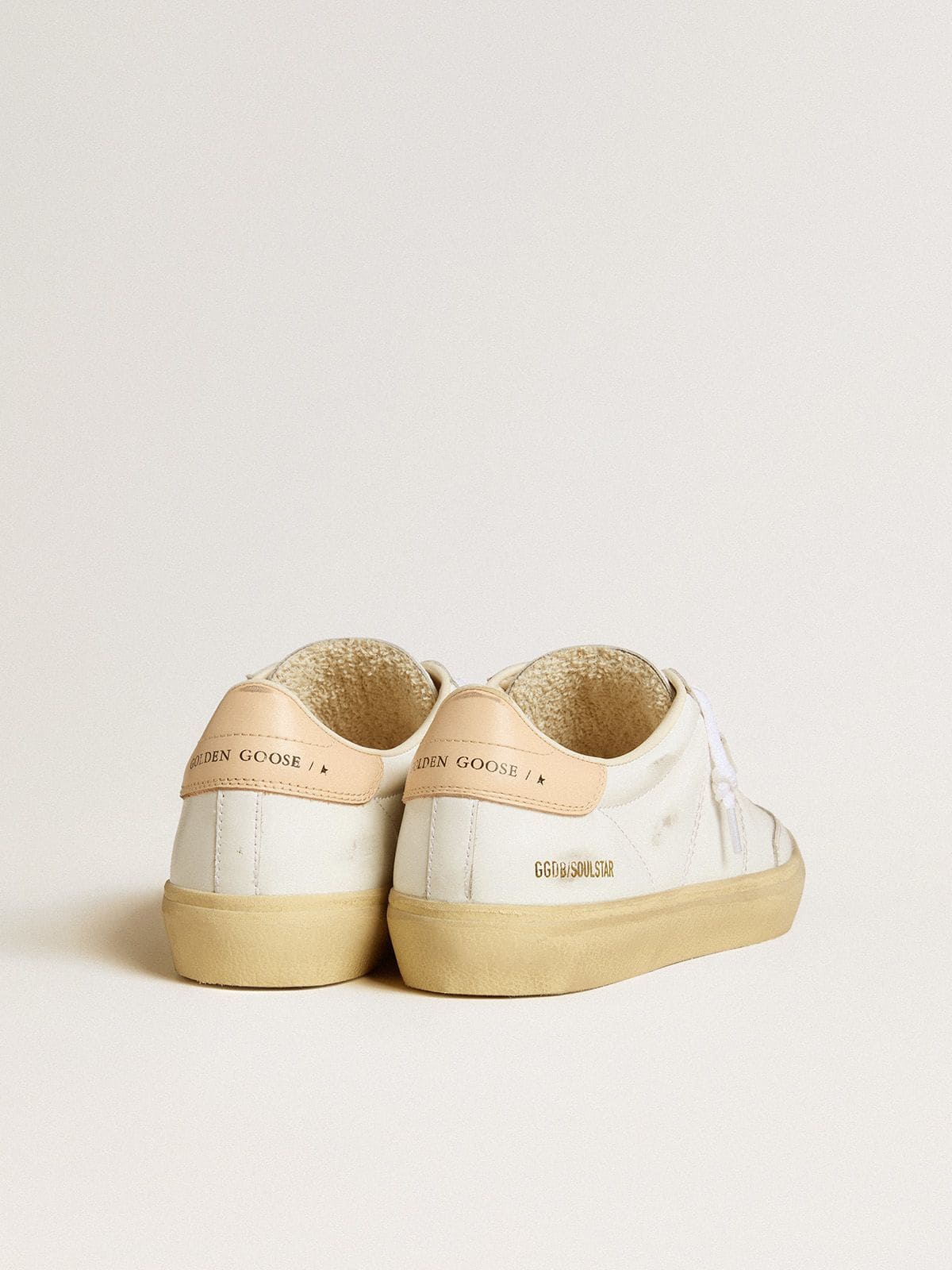 Golden Goose Womens Soul Star In White Leather With Pink Leather Heel Tab Womens
