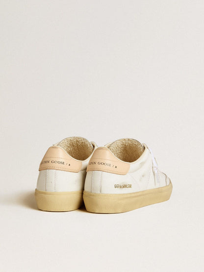 Golden Goose Womens Soul Star In White Leather With Pink Leather Heel Tab Womens
