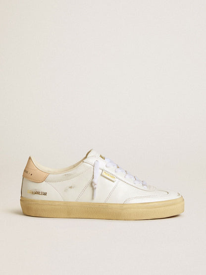 Golden Goose Womens Soul Star In White Leather With Pink Leather Heel Tab Womens